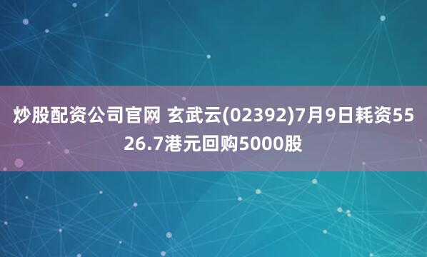 炒股配资公司官网 玄武云(02392)7月9日耗资5526.7港元回购5000股